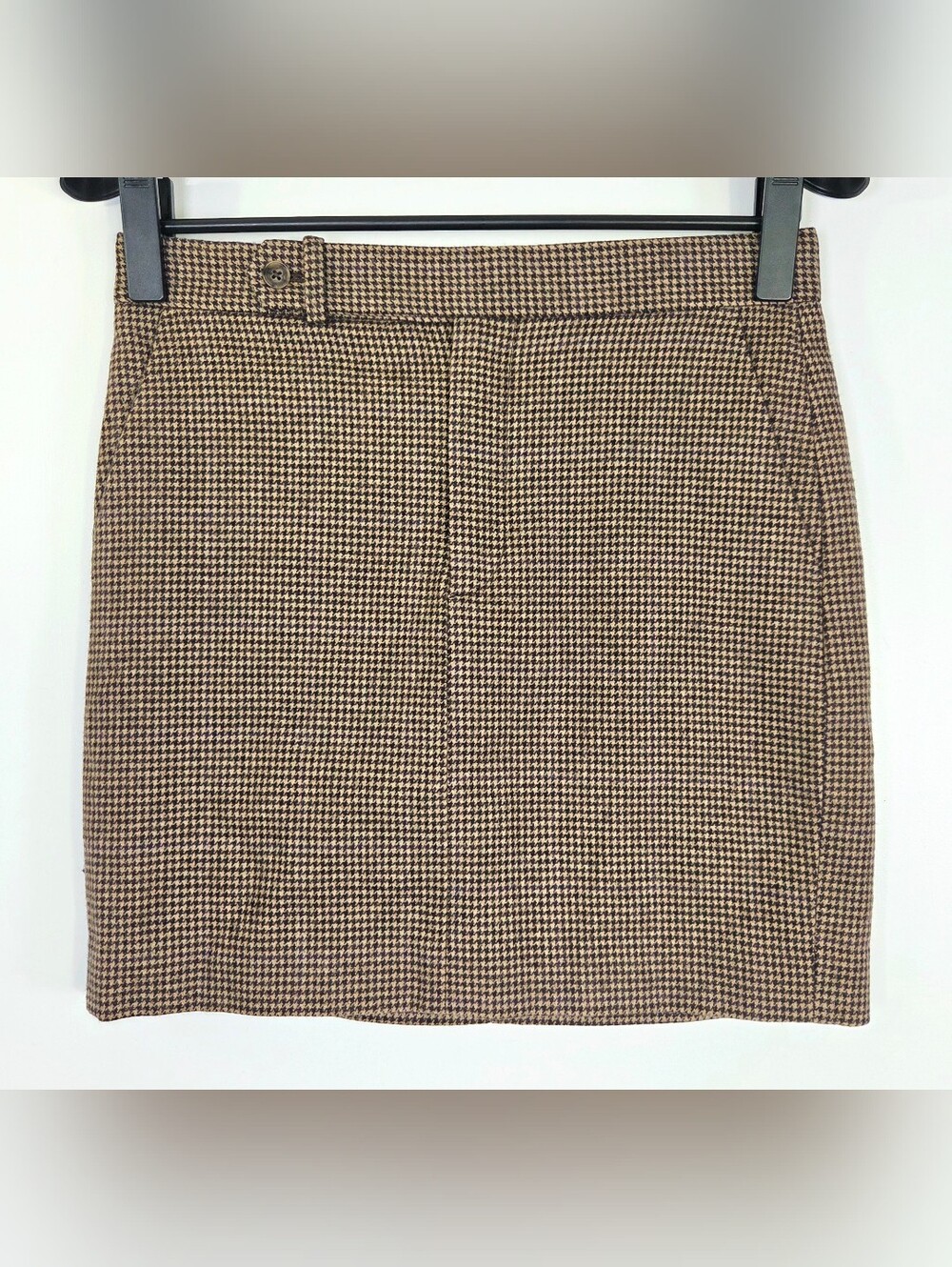 POLO RALPH LAUREN HOUNDSTOOTH WOOL BLEND PREPPY MINI SKIRT.